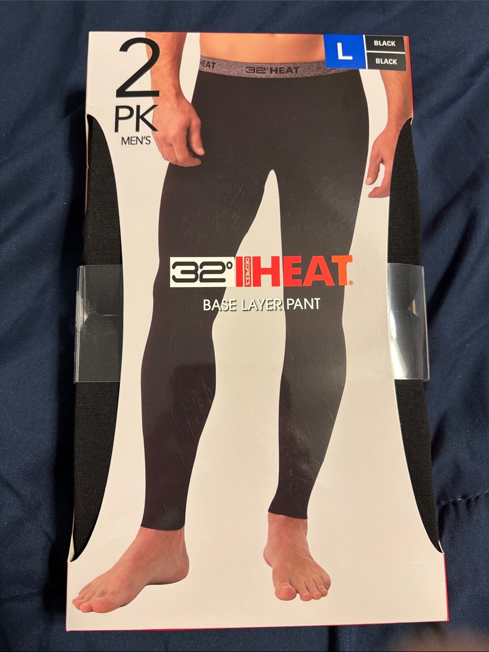 32 Degrees Heat Men's Black Base Layer Pant - 2 Pack